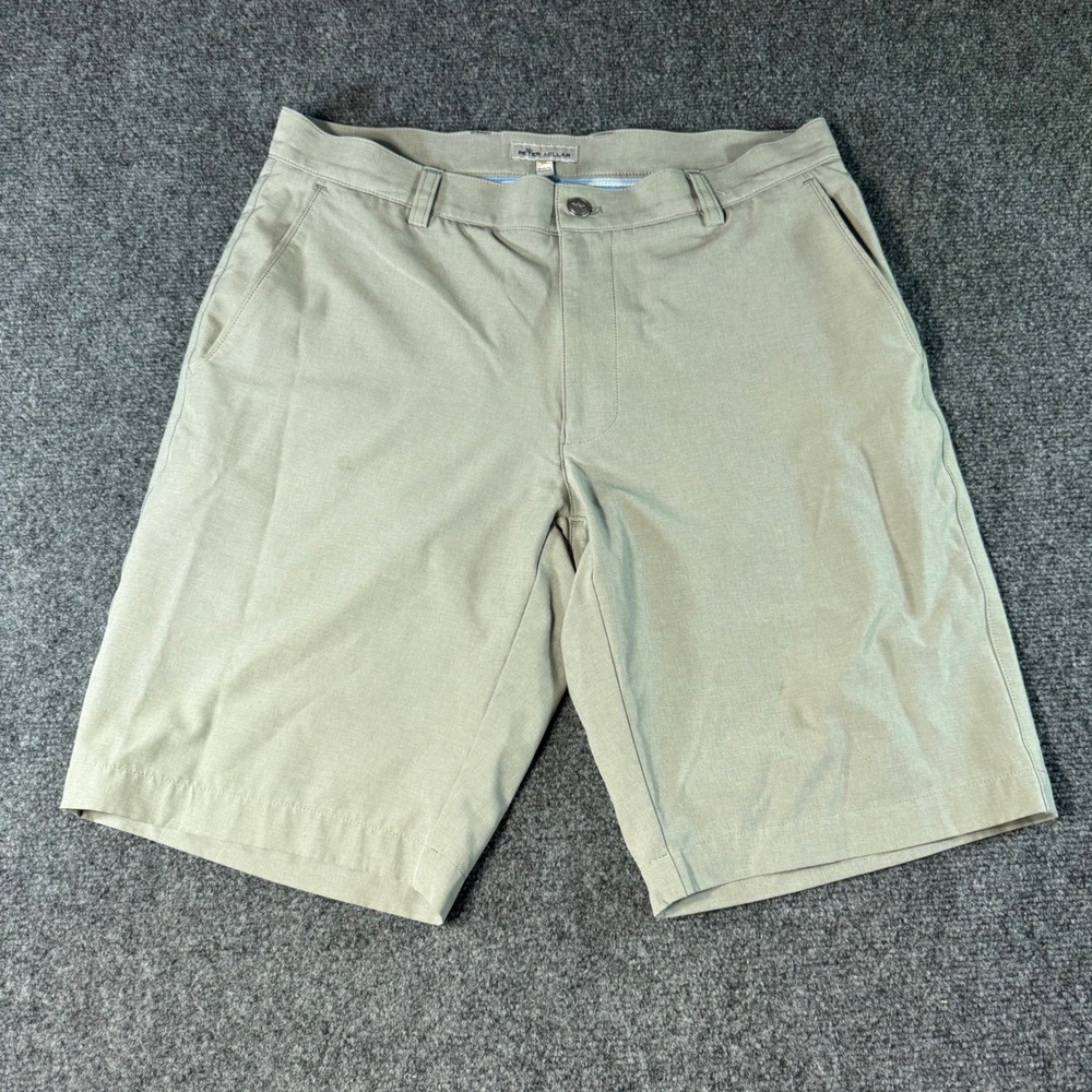 Peter Millar Crown Sport Mens Khaki Performance Golf Shorts Size 32 Tan